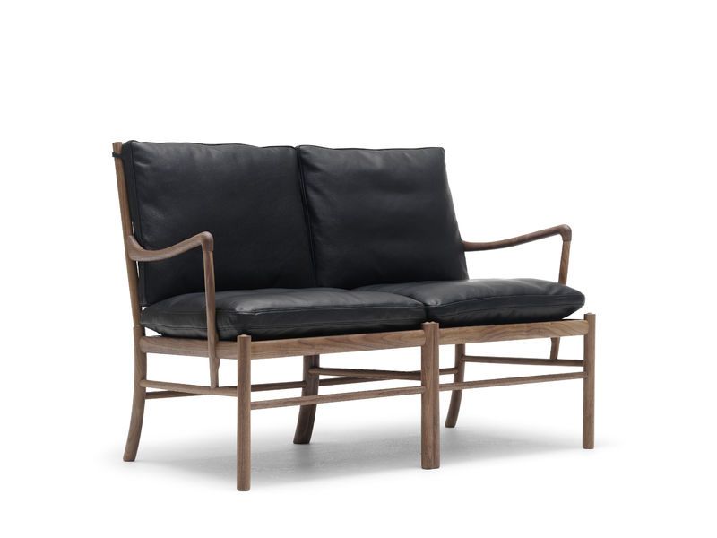 OW149-2 Colonial sofa Ole Wanscher Sort eik / Sort lær
