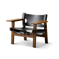 Den spanske stol / sort lær - røkt eik 