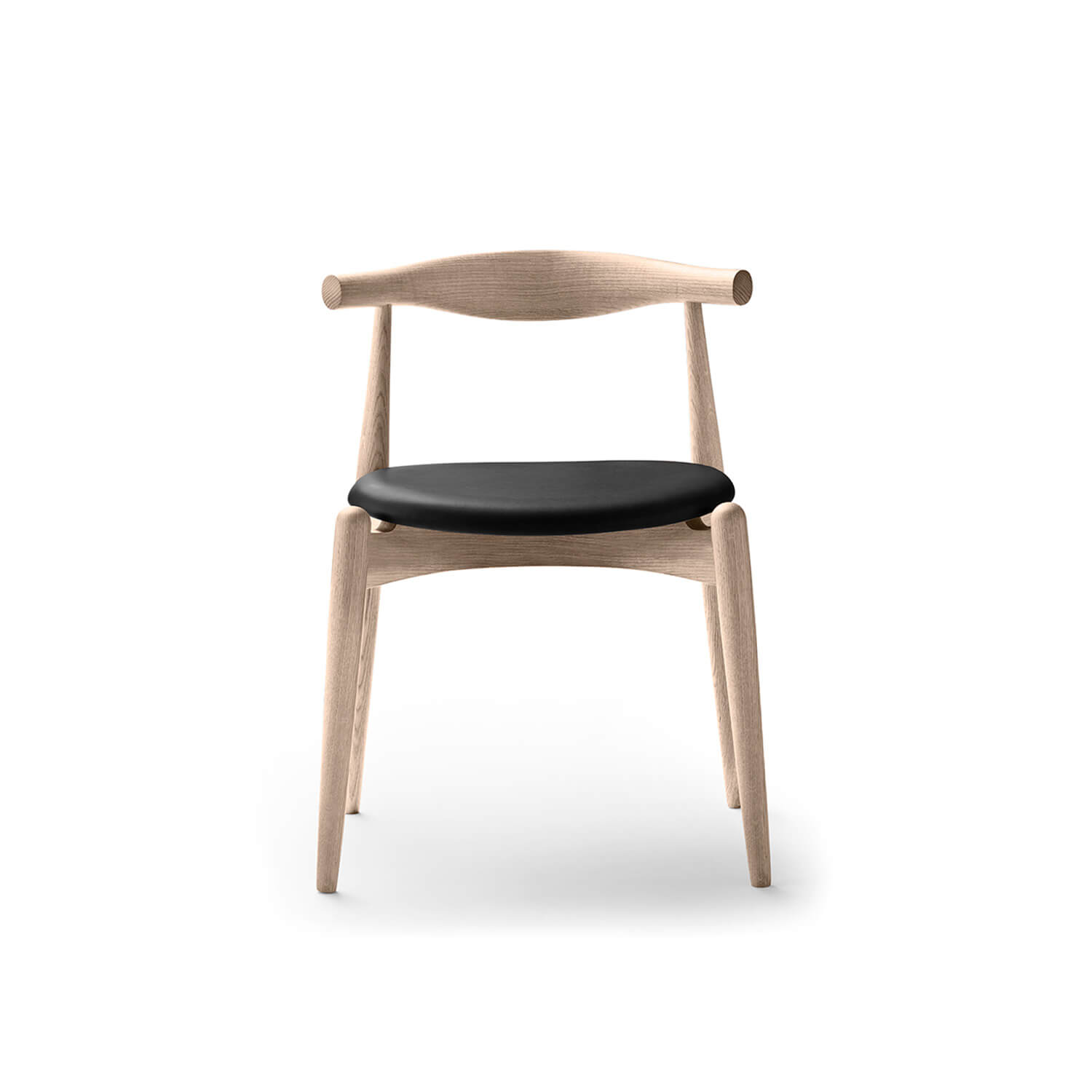CH20 Hans J. Wegner Elbow chair Såpet eik / Sort lær