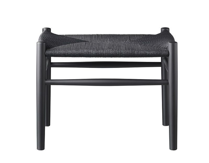 J83 fotskammel / sort malt bøk / sort papirgarn