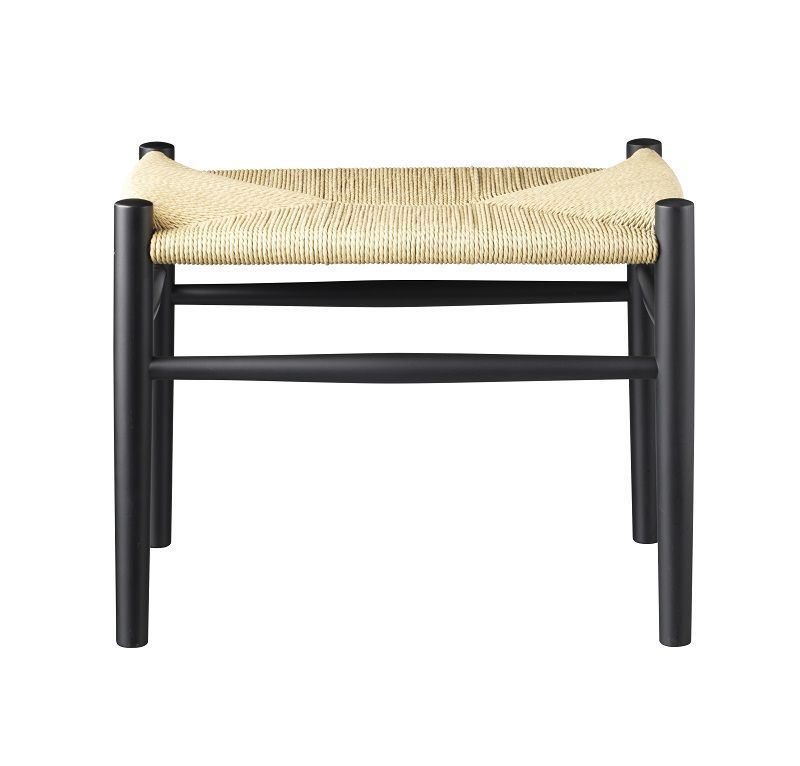 J83 fotskammel /sort malt bøk / papirgarn