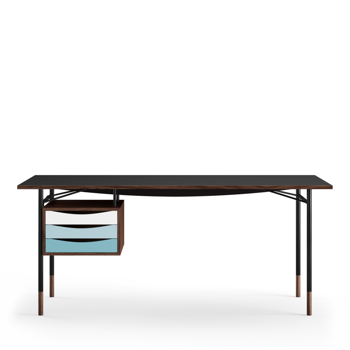 Finn Juhl Nyhavn Skrivebord / Linoleum - Valnøtt - Kalde toner