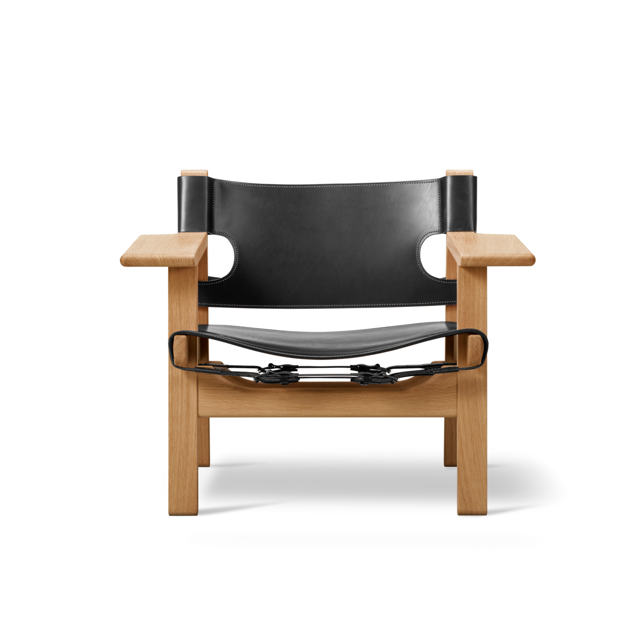 Den Spanske stol / Sort lær - Oljet eik