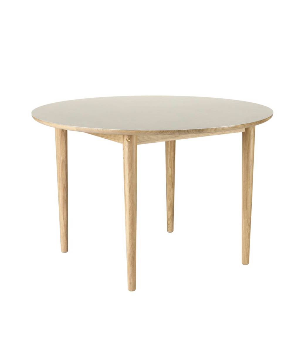 C62E Spisebord / eik natur oljet / Linoleum lysgrå